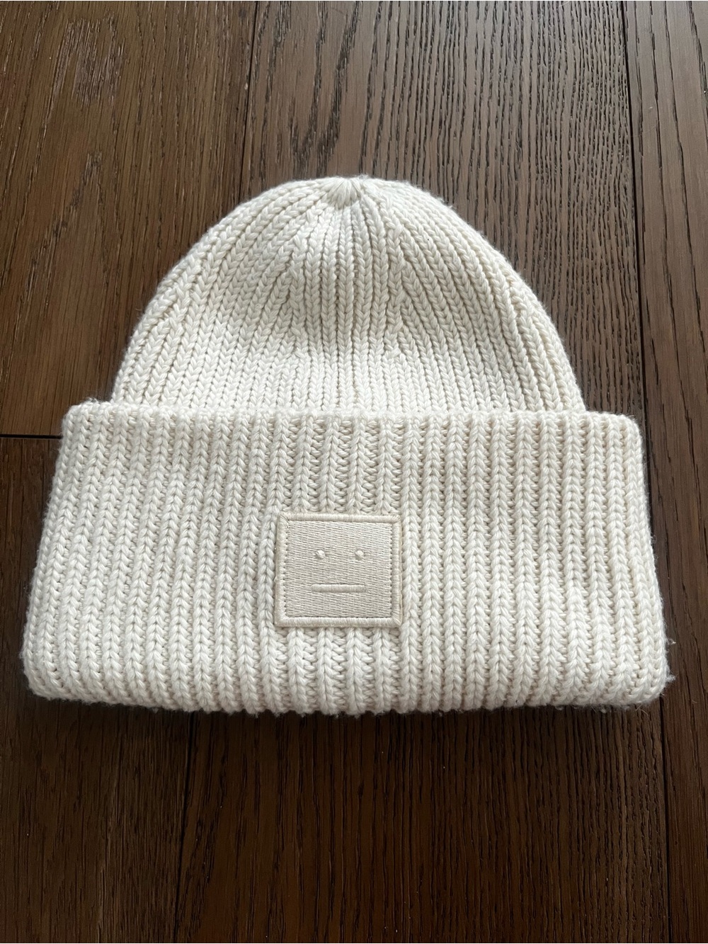 ACNE Studios Pansy Wool Beanie with Face Logo